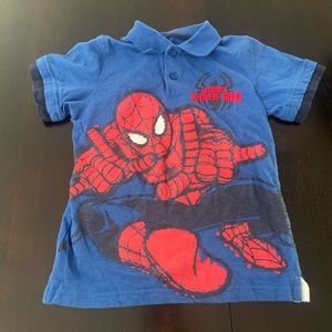 5/$15!! Spiderman collar blue red shirt